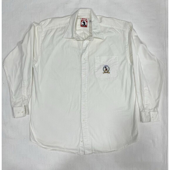 Vintage Mickey, Inc Long sleeve button Up White Medium 90s Disney Mickey Mouse - Picture 1 of 3
